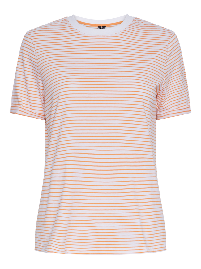 PCRIA T-Shirt - Bright White m. Orange striber